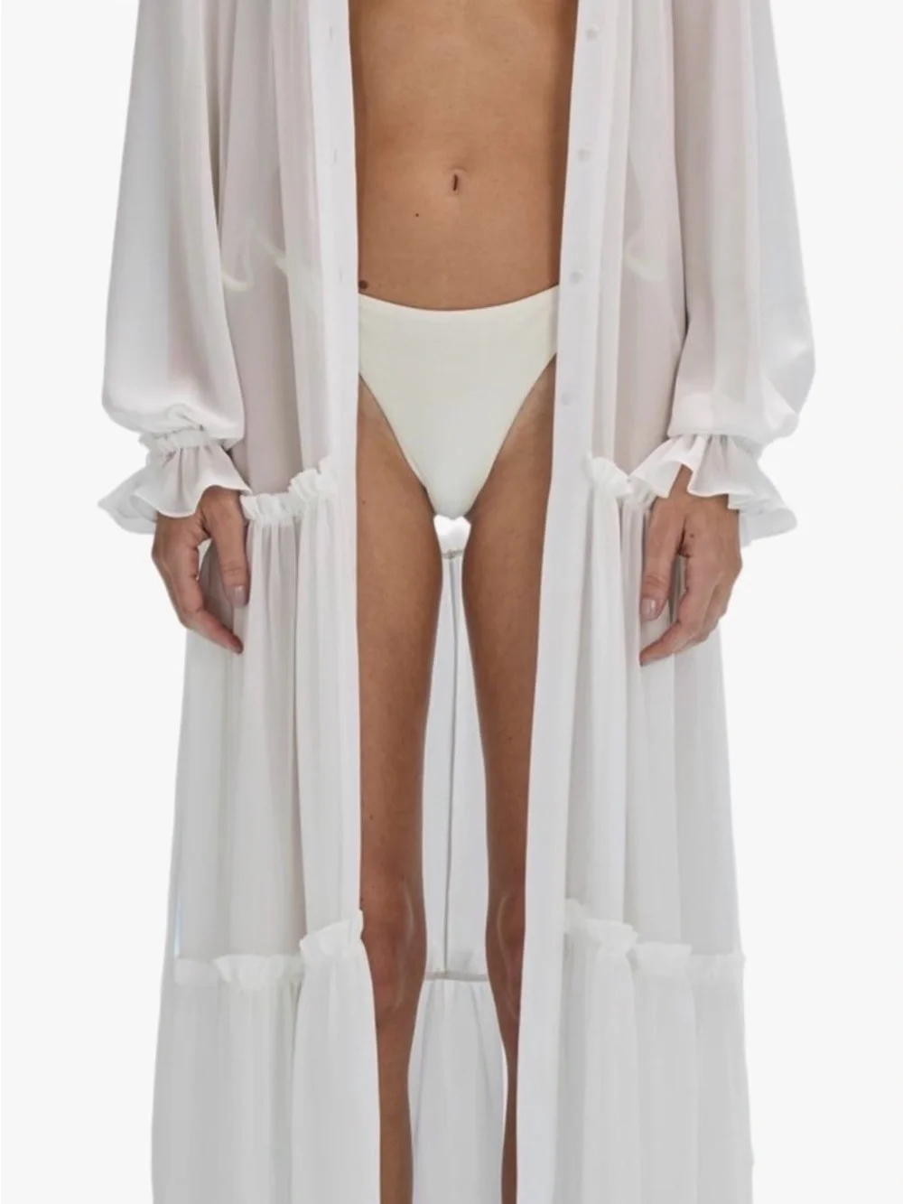 PATBO Sunstone Chiffon Swimsuit Maxi Cover Up XS Ivory NWT BRIDAL ~ HONEYMOON - Picture 11 of 11